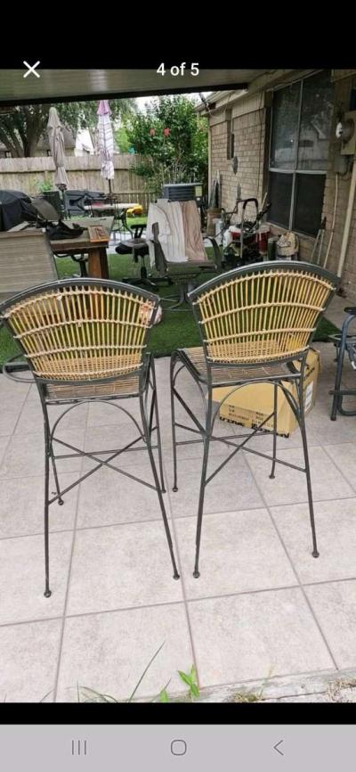 Set of 2 Wicker Bar Stools - Thumbnail 4