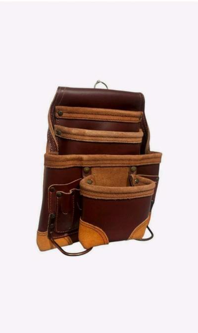 10 Pockets 2 Hammer Holders Top Grain Tool Pouch - Thumbnail 2