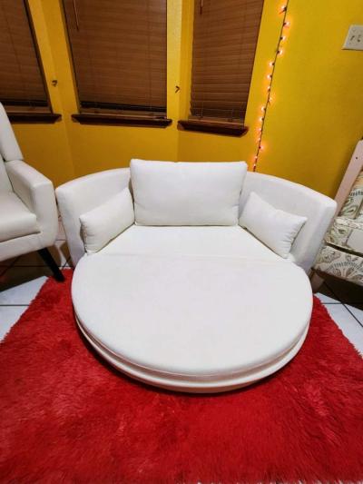 NEWSof cama plegable convertible redondo beige moderno - Thumbnail 2