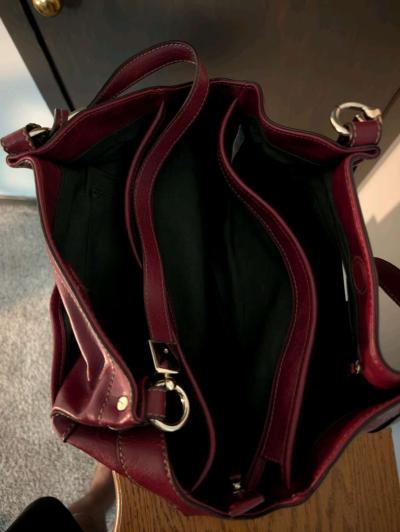 Elegant Burgundy Leather Handbag - Thumbnail 2