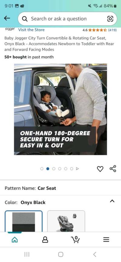 Baby Jogger City Turn Convertible  Rotating Car Seat Onyx Bl - Thumbnail 2
