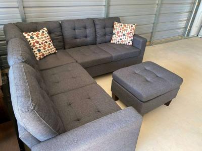 Grey sectional with ottoman Free Delivery If Needed - Thumbnail 2