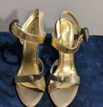 Guess Gold and Silver Heels with Ankle Strap size 11 - Thumbnail 4