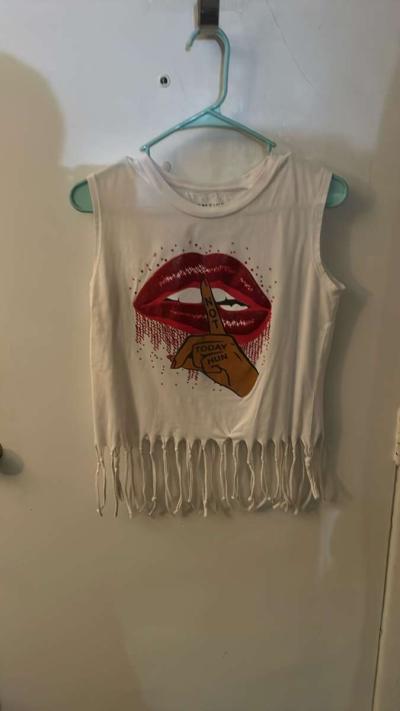 On Fire Not Today Fringed Tassel Muscle Tshirt Size M Festiv - Thumbnail 6