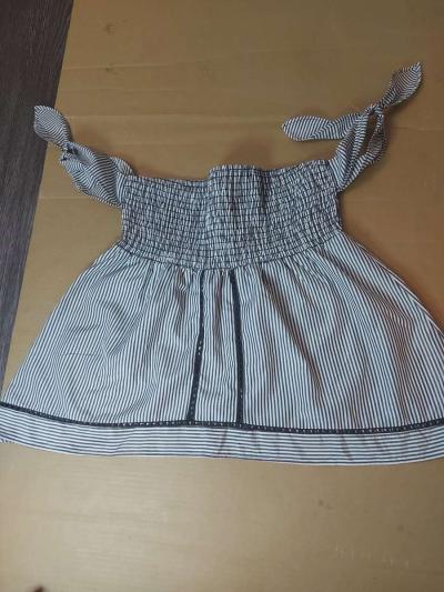 Sienna Sky Pinstripe Black White Off Shoulder Babydoll Blous - Thumbnail 4