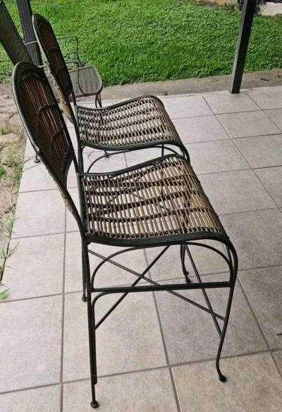 Set of 2 Wicker Bar Stools - Thumbnail 3