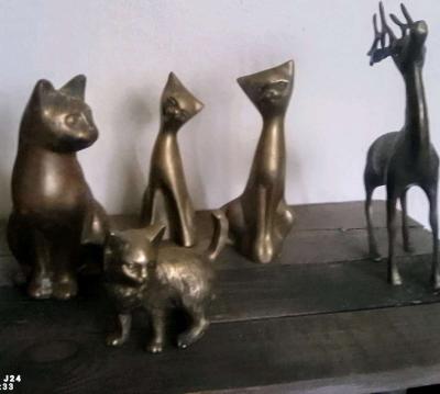 Vintage Brass Cats 1960a 5 pcs - Thumbnail 2