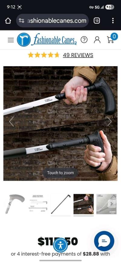 Night Watchman Sword Cane  Katana Samurai Sword - Thumbnail 6
