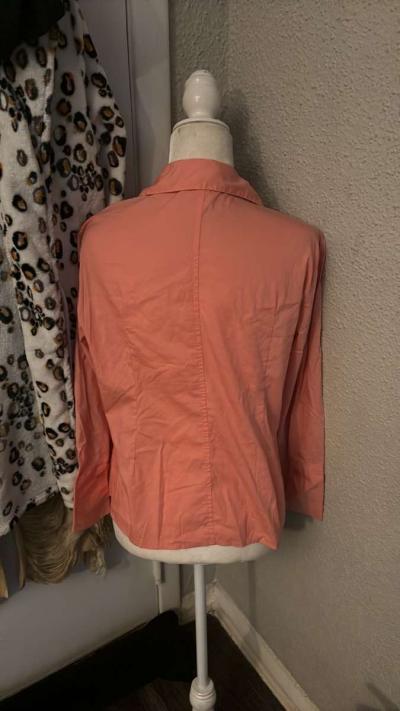 Dress Barn Pleated Front Button Down Blouse Size S Peach - Thumbnail 2