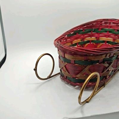 Wicker Christmas Santa Sleigh Red Green  Brown Floral Craft - Thumbnail 3