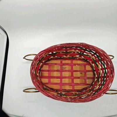 Wicker Christmas Santa Sleigh Red Green  Brown Floral Craft - Thumbnail 4