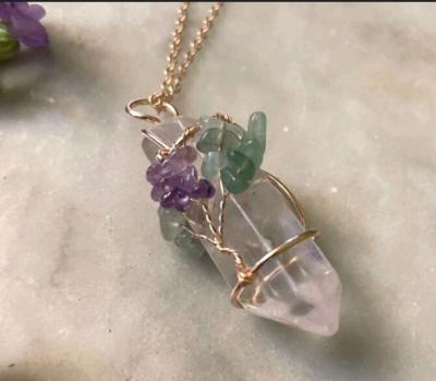 CRYSTAL QUARTZ WIRED TREE OF LIFE NECKLACE - Thumbnail 2