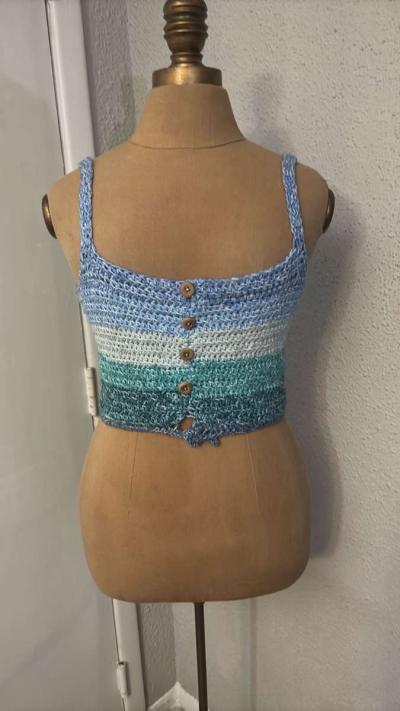 Blue gradient knit crop top No Size - Thumbnail 2