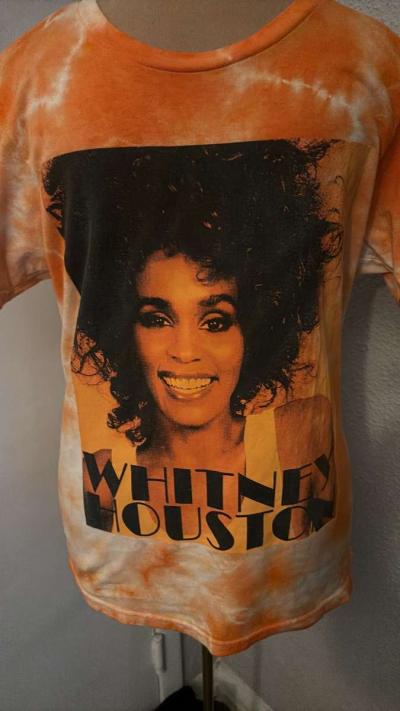 Whitney Houston Orange Short Sleeve Tie Dye Tee Shirt Size M - Thumbnail 6