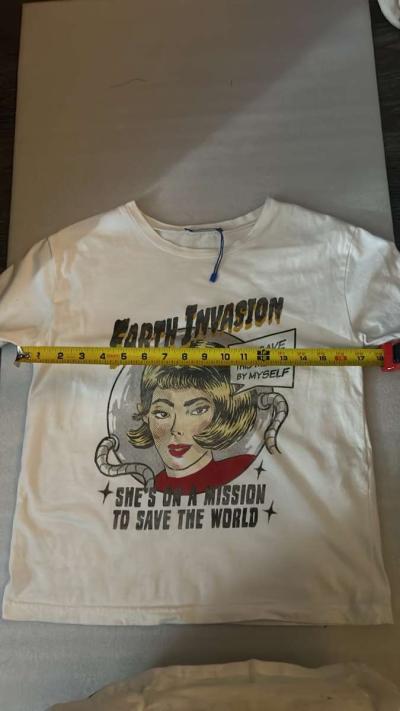 Zara Trafaluc Earth Invasion Short Sleeve Tee Size S New Wit - Thumbnail 3