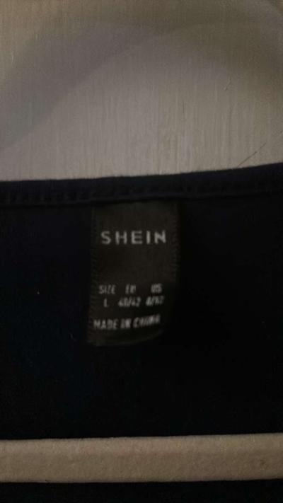 SHEIN Navy Shirred Tie Front Crop Top Size L - Thumbnail 3