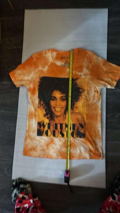 Whitney Houston Orange Short Sleeve Tie Dye Tee Shirt Size M - Thumbnail 5