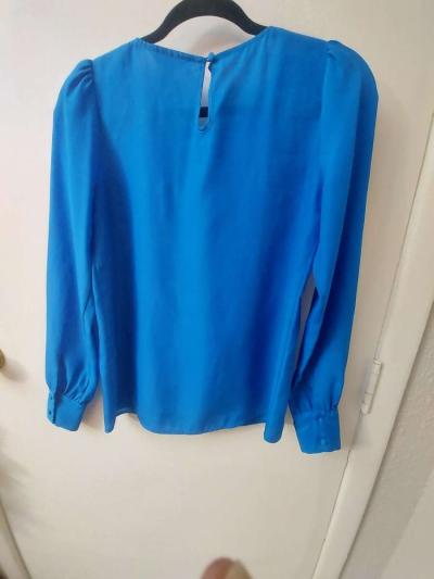 J Crew Factory Blue Long Sleeve Blouse Size XXS - Thumbnail 2