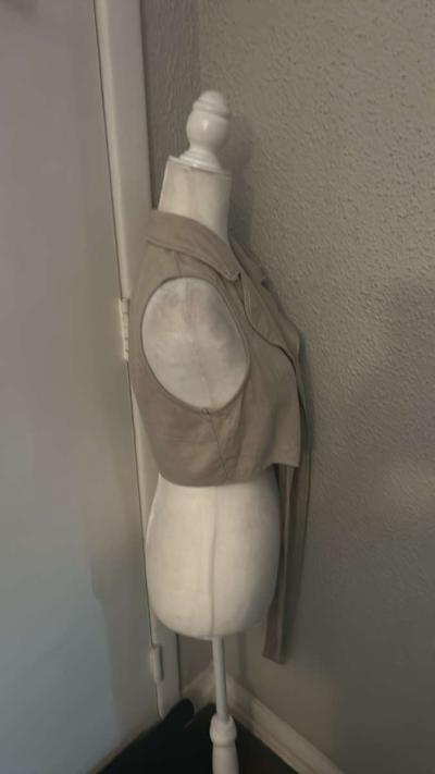 SHEIN  Lapel Collar Knot Front Crop Top Size L Linen Summer - Thumbnail 4