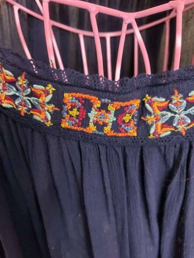 Rocks  Indigo Embroidered Boho Top Size M - Thumbnail 4