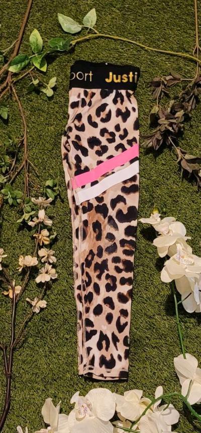 Girls Sport Leopard Print Leggings - Thumbnail 4