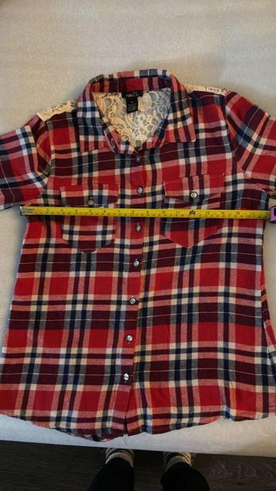 Rue21 Womens Western Lace Plaid Long Sleeve Button Down Top - Thumbnail 5