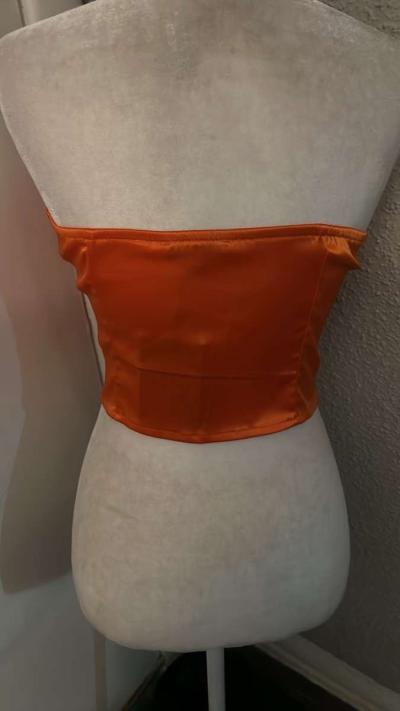 Fashion Nova Orange Night Moves Satin Corset Top New Light B - Thumbnail 2