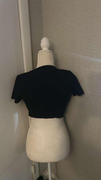 SHEIN Black Tie Front Crop Top Bolero Size S - Thumbnail 4