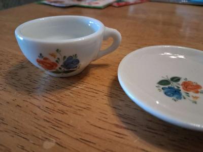 blue and orange flower tiny teacup saucer set - Thumbnail 2