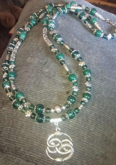 handmade double strand Celtic serpent knot necklace - Thumbnail 2