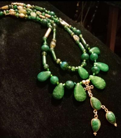 Handmade double strand emerald necklace - Thumbnail 3