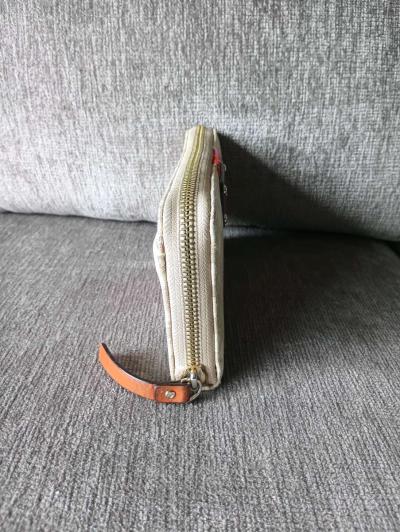 Kate Spade New York Gray Brown Canvas Striped Zip Around Cre - Thumbnail 3