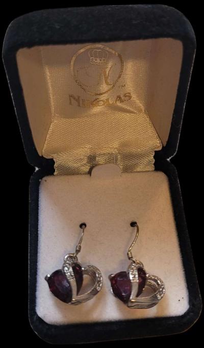 NICHOLAS Red and Silver Dangle Earrings - Austin, Texas