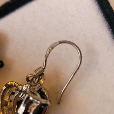 NICHOLAS Red and Silver Dangle Earrings - Thumbnail 2