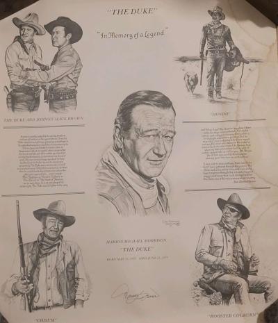 JOHN WAYNE FOUR FACES WEST LITHOGRAPH PRINT BY GIL ORTEGA 19 - Thumbnail 2