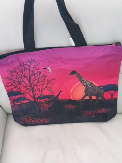 Pink and Black Savanna Scene Tote Bag - Thumbnail 4