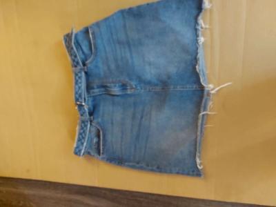 Sneak Peek Belted Raw Hem Denim Skirt Size M - Thumbnail 5