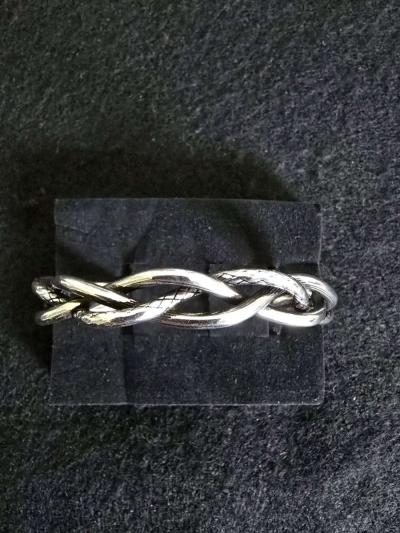 925 Sterling Cross Silver Cross Twist Bracelet - Thumbnail 2