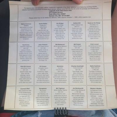 2870 Legends of the West ERROR SHEET No blue holder Mint VF - Thumbnail 2