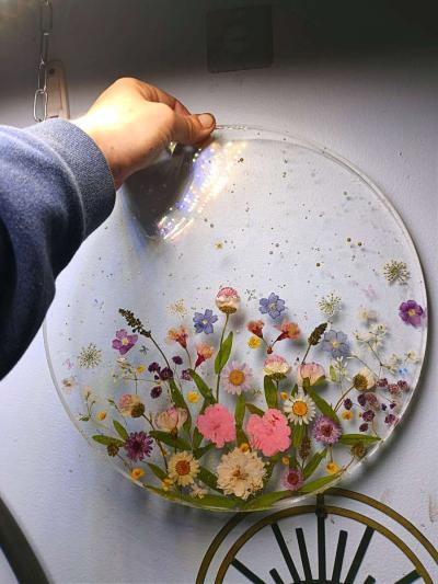 large handmade resin flower tray - Thumbnail 3