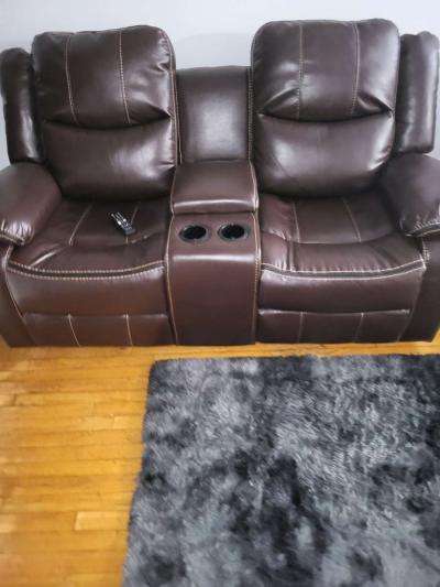 Set of 2 Vegan Leather Theater Recliner Sofas - Thumbnail 2