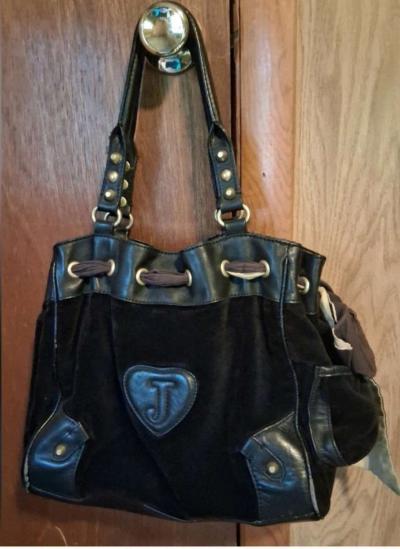 JUICY COUTURE DAYDREAMER BLACK VELOUR SCOTTIE DOG BAG - Thumbnail 2