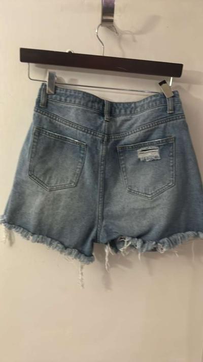 SHEIN High Waist Distressed Embroidered Denim Shorts Size S - Thumbnail 2