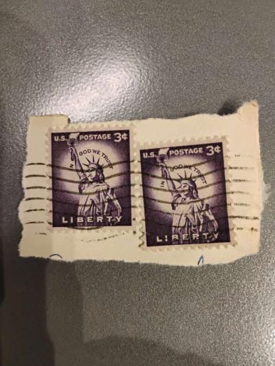 1954 Purple Liberty 3 Cent Stamps postmarked - Thumbnail 1