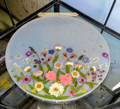 large handmade resin flower tray - Thumbnail 2
