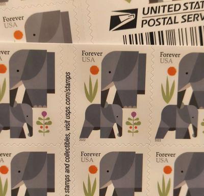 Cute Elephants USPS Forever Stamps 5 Booklets of 20 - Thumbnail 2