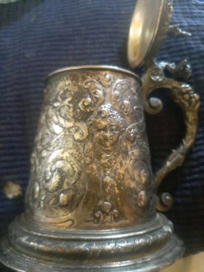 Antique Silver German Beer Stein - Thumbnail 2
