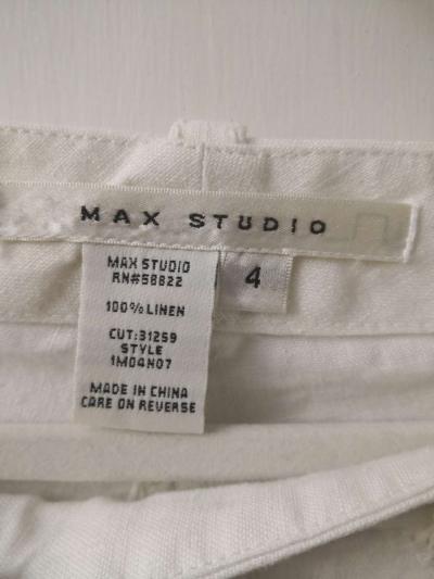 Max Studio White Linen Shorts Size 4 - Thumbnail 4