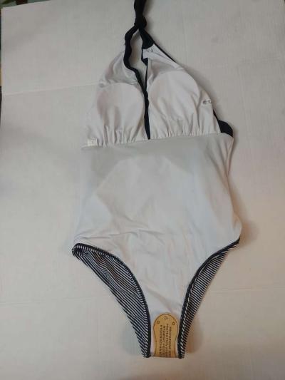 BlackWhite Halter Striped One Piece Bathing Suit Size S - Thumbnail 3