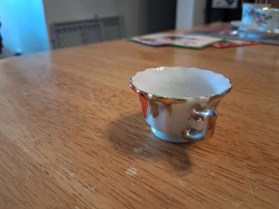 orange and pink flower design tiny teacup - Thumbnail 3
